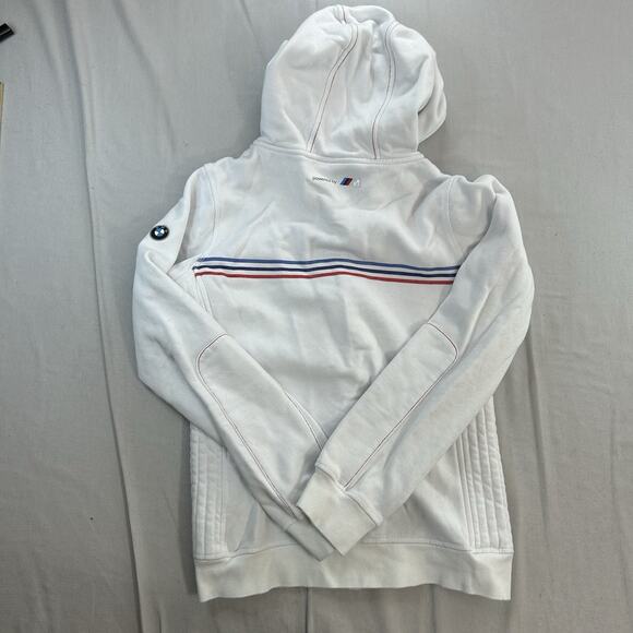 BMW Jacket Mens Small White Hooded Full Zip Motorsport Logo - Picture 5 of 8